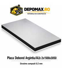 Placa BOND argintiu/alb 2mm, 1500x3050mm, aluminiu 0.2mm